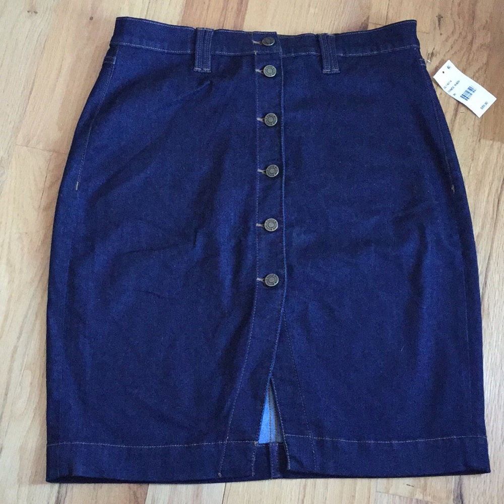 Dark button front Jean skirt